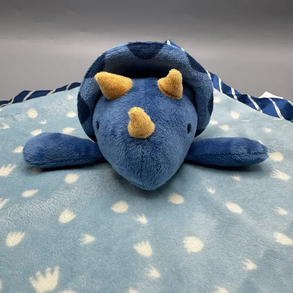 Cloud Island Lovey Dinosaur Blue Dino Baby Blanket Satin Edges Triceratops 14